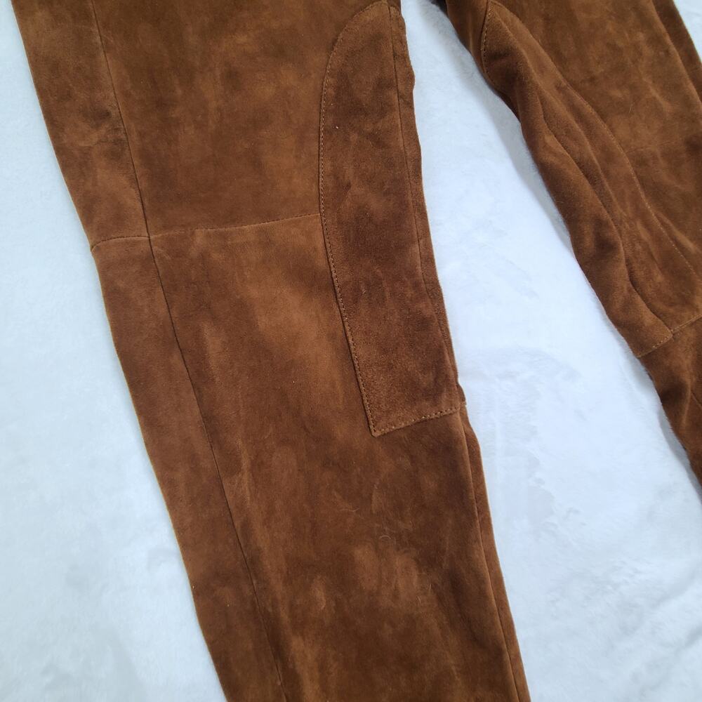 Sundance Brown 100% Leather Equestrian-style Riding Pants Suede Stretch Large - Picture 6 of 16